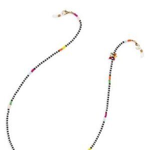 Multicolor Beaded Sunglass & Face Mask Chain in Gold Tone, 26.5"